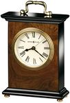 Howard Miller Berkley Table Clock - Roman Numerals Walnut Wood Finish Desk Clock- Vintage Mantel Clock with Brass Handle - Silent Quartz Movement Desk Clocks for Home, Office, Bedroom, Living Room