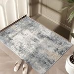 Modern Abstract Area Rug 2x3 Small Area Rug Deerly Entryway Rugs Soft Washable Rug Non-Slip Contemporary Bathroom Doormat Indoor Carpet for Living Room Kitchen Bathroom, Grey/Gold