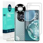 Ibywind Screen Protector For Honor Magic4 Pro 5G 6.81",with 2Pcs Flexible TPU Film,1Pc Camera Lens Protector,1Pc Backing Carbon Fiber Film [Fingerprint Reader,Easy to install]