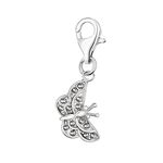 Quiges 925 Sterling Silver White Cubic Zirconia Butterfly Lobster Clasp Charm Clip on Pendant