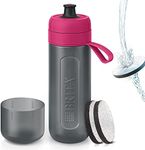 Brita Water Bottle, Portable Water Purification Bottle, 20.3 fl oz (600 ml), Active Pink, Micro Disk Filter, 2 Pieces Included