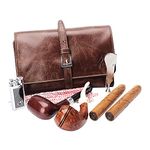 Cigar Pouch Case Holder Leather Bag Pouch Tobacco Pipe Brown FC0008