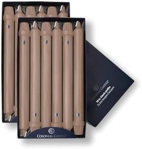 Colonial Candle Unscented Taper Candle, Classic Collection, Mocha, 10 in, Pack of 12 - Up to 8 Hours Burn