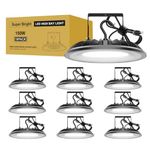 UFO LED High Bay Light 150W, 16500LM 5000K UFO High Bay Led Shop Lights with US Plug, Industrial Warehouse Workshop Factory Barn Garage Area Lighting Fixture - UL Listed, 10Pack