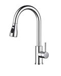 FORIOUS Kitchen Sink Taps Mixer with Pull Out Spray, Swivel Single Handle High Arc Pull Down Stainless Steel Kitchen Faucet for UK Standard Fittings, Polished Chrome