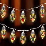 LIHAO 2m Christmas String Light 10 LED Bulbs Christmas Snow Globe String Lights with Pendants Santa String Light Decoration for Indoor Outdoor Xmas Festival Party Decoration - Warm White