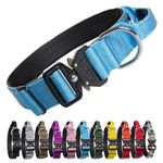 TSPRO Premium Dog Collar with Handle Thick Dog Collar Adjustable Dog Collar Heavy Duty Quick Release Metal Buckle Dog Collar for Small or Medium to Extra Large Dogs (L- Blue)