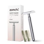 ZOMCHI Classic Safety Razor for Men and Women 2.0, Redesigned Noble Silver Metal Safety Razor with 10 Counts Double Edge Blades, Reusable Safety Razor Friendly for Beginner, Zero Waste and Sustainable Living Choice