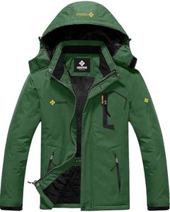 GEMYSE Men's Mountain Waterproof Ski Snow Jacket Winter Windproof Rain Jacket(Duck Green,XX-Large)