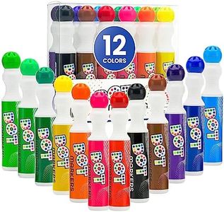 Playkidiz Darice Washable Dot Markers for Toddlers, 12 Colors (40ml 1.35oz) Paint Marker Art Set, Water Based Non-Toxic Bingo Daubers for Kids