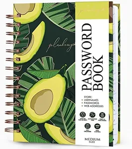 PLANBERRY Password Book Premium – Alphabetized Internet Address Organizer with A-Z Tabs – Website & Computer Password Keeper with Alphabetical Tabs – 6.2x7.7″, Hardcover (Avocado Green)