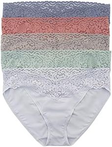 Felina Stretchy Lace Trimmed Bikini Underwear for Women, 5 Pack, 063 OL/XL
