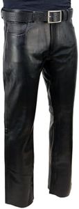 Milwaukee Leather LKM5790 Men's Black Classic 5 Pocket Casual Motorcycle Leather Pants - 36