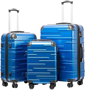 Coolife Luggage Expandable(only 28") Suitcase 3 Piece Set with TSA Lock Spinner 20in24in28in (blue)