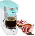 Nostalgia MyMini Single Coffee Maker, Brews K-Cup & Other Pods, Serves up to 14 Ounces, Tea, Chocolate, Hot Cider, Lattes, Reusable Filter Basket Included, Aqua