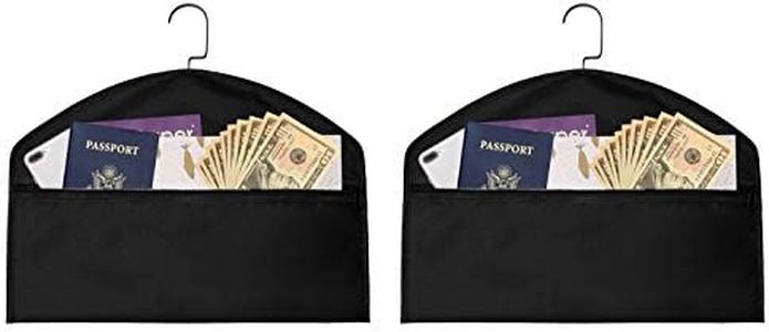 2pcs Hanger Diversion Safe, Waterproof Hidden Pocket Safe, Fits Under Hanging Clothes with Pocket to Hide Valuables for Home or Travel (Black, A)