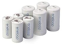 Panasonic K-KJBS1/2E8A eneloop C Size Battery Adapters for Use with Ni-MH Rechargeable AA Battery Cells, 8 Pack