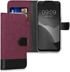 kwmobile Wallet Case Compatible with Motorola Moto G31 / Moto G41 - Case Fabric and Faux Leather Phone Flip Cover - Dark Red/Black