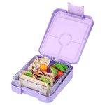 Navaris Bento Box - Bento Lunch Box with 4 Compartments for On the Go, Meal Prep, Snack Packing - Purple