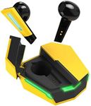 Laser Kids Wireless Pro Gaming Earphones - Yellow, Game Mode, Low Latency, Bluetooth, Built in Mic, Tap Controls, Rechargeable Case