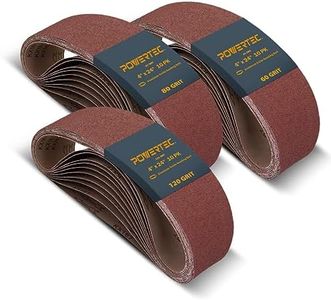 POWERTEC 4 x 24 Inch Sanding Belts, 30PK, 10 Each of 60 80 120 Grits, Aluminum Oxide Belt Sander Sanding Belt Assortment, Sandpaper for Oscillating Belt and Spindle Sander (110091)