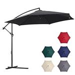 CLIPOP 3 m Cantilever Parasol Umbrella, Banana Garden Umbrella with Heavy Duty Cross Bases and Crank-lift, Patio Hanging Parasol for Outdoor Sun Shade