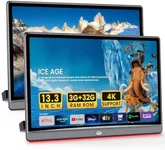 WONNIE 13.3 Inch Android Car TV with WiFi 5G - 4K Headrest Video Player for Back Seat, Portable TV Monitor Support Phone Link Bluetooth FM HDMI USB Airplay (3G Ram 32G ROM)