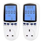 Furado Power Meter Energy Monitor, 2Pcs Power Meters with 7 Monitoring Modes, Multifunctional Blue Backlight Energy Monitor, Watt Meter Electricity Usage Monitor with LCD Display for Home Appliances