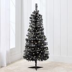 Best Choice Products 4ft Pre-lit Christmas Tree, Artificial Mini Tree Perfect for Kids, Apartments, Bedroom with Twinkling LED Lights - Black Tinsel