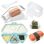 Spam Musubi Mold Kit Onigiri Mold Set, 6 in 1 Triangle Rice Ball Mold and Musubi Press Mold and Spam Slicer and Rice Spoon, Musubi Maker Kit for Making Storing Bento Sushi, 4 Pack