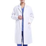 Waflyer White Medical Coat, Unisex Cotton Polyester Scientist Lab Coat Doctor Workwear Uniform Food Coat Laboratory Coat Men Coat, XL