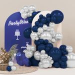 PartyWoo Blue and Silver Balloons, 142 pcs Navy Blue and Silver Balloons Different Sizes Pack of 18 Inch 12 Inch 10 Inch 5 Inch for Balloon Garland or Arch as Birthday Decorations, Party Decorations