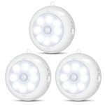 BLS Motion Sensor Light Indoor, AA83 AA Battery Powered Lights, Under Cabinet Light, Battery Led Light, Closet Lights, Stick on Wireless Puck Lights for Hallway, Stairway, Basement, Kitchen (3 Packs)