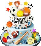 DRWATE Sports Cake Toppers Sports Cake Decoration with Soccer Football Baseball Basketball Tennis Golf for Boys Men Sports Theme Birthday Party Supplies (Multicolor)