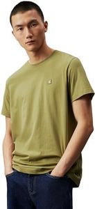 Calvin Klein Jeans T-shirt Maniche Corte Uomo Ck Embro Badge Scollo Rotondo, Verde (Dark Juniper), M