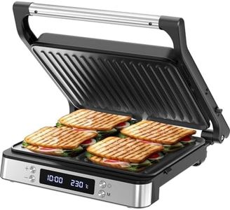 Sandwich Maker, 3-in-1 Panini Press Toastie Maker, Digital Contact Grill, 180° Open Grill, Adjustable Temperature, Timer, Large Cooking Area, Cool-Touch Handle, BPA-Free