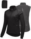 33,000ft Women's Cycling Jacket Waterproof Breathable Running Jacket Women High Visibility Reflective Cycling Vest with Removable Sleeves Black M