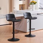 YOUNIKE Bar Stools Set of 2 Modern Black Counter Height Barstools, High Padded Swivel Adjustable Breakfast Bar Chairs with Back for Bar Counter and Kitchen Island