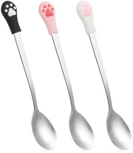 Dog Cat Spoon 3 PCS Pet Can Spoon Cute Pet Spoon Stainless Steel Pet Food Spoon Long Handle Cat Canned Food Scoop Cat Spoons for Wet Food Cat Claw Spoon for Dog and Cat Food Can (White Pink Black)