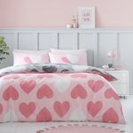 GC GAVENO CAVAILIA Love Hearts Quilt Cover - Double Cute Love Heart Bedding Set for Girls & Boys Bedroom, Couple Gifts Quilt Cover With 2 Pillow Cases, Pink/Charcoal