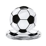 Football Party Paper Plates 9inch for Boys,16P Black White Football Soccer Paper Plates,Football Tableware Dinner Plates for Kids Sports Game,World Cup 2022,Football Birthday Party Decoration Supplies