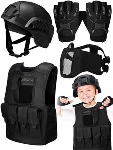 Cuffbow 4 Packs Kids Tactical Vest Helmet Gloves Mask Set Paintball Vest Paintball Airsoft Fast Helmet Mask Gloves(Black)