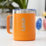 GAM Personalized Insulated Coffee Mug - Laser Engraved - 10 oz Coffee Mug - Stainless Steel Customizable Tumbler with Handle Birthday Monogram Coffee Mug with Name Custom Gift for Bridal Party, Orange