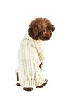 AllPetSolutions Fitted Puppy Sweater - Warm Dog Jumper Knitwear, Luxury Puppy Clothes - Knitted Clothing & Accessories for Dogs - Washable Dog Sweaters for Tiny-Size Breeds - Small, 25cm Long, Cream