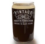 Vintage 2003 Etched 16oz Can Glass - 21st Birthday Gifts for Women Men - Cheers to 21 Years Old - 21st Decorations for her him - Best Engraved Coffee Beer Gift Ideas - Mom Dad 2.0