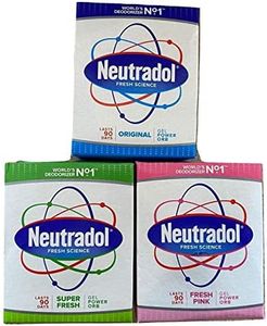 Neutradol Gel Power Orbs x 3 Orbs. 1x Super Fresh, 1x Fresh Pink, 1x Original for Clean, Fresh Air at Home and at Work