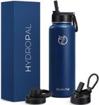 HydroPal Vacuum Insulated Stainless Steel Water Bottle, 1200ml/1000ml/750ml- 2 Lids (Straw Lid and Spout Lid), 2 Straws Water Bottle for 12 Hours Hot & 24 Hours Cold Drinks, Great for Work, Travel