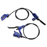Bike Hydraulic Disc Brakes, 4 Piston Front Rear Hydraulic Disc Brake Mountain Bike CNC Bilateral Oil Brake(Blue) Bicycles and Spare Parts