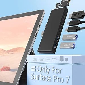 Microsoft Surface Pro 7 Hub Docking Station with 4K HDMI Adapter+ USB C PD Charging+3 Port USB (5Gps)+SD/TF Card Reader Converter Surface Pro Dock for New Microsoft Surface Pro 7 2019