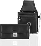 SWISSONA Server Wallet & Side Pouch - Faux Leather Wallet & Utility Apron Belt for Cash & Coins - Waitress or Waiter Bag for Money and Organizer - Black